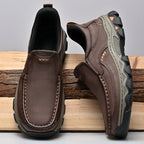 Mark® Mens Slip On Casual Outdoor Leather Walking Hiking Shoes
