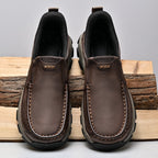 Mark® Mens Slip On Casual Outdoor Leather Walking Hiking Shoes