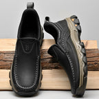 Mark® Mens Slip On Casual Outdoor Leather Walking Hiking Shoes V3688