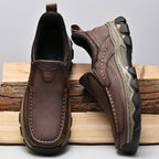 Mark® Mens Slip On Casual Outdoor Leather Walking Hiking Shoes V3688