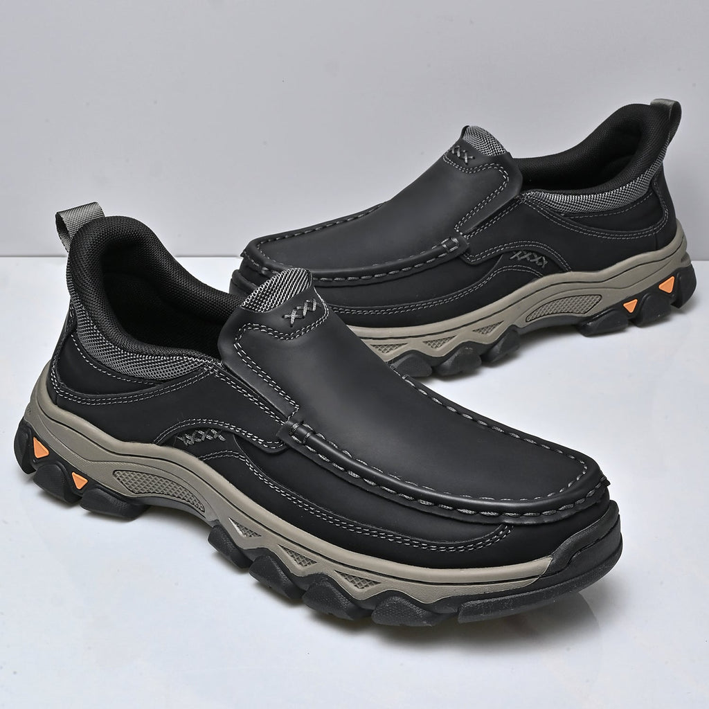 Mark® Mens Slip On Casual Outdoor Leather Walking Hiking Shoes