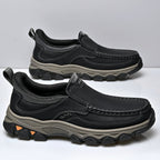 Mark® Mens Slip On Casual Outdoor Leather Walking Hiking Shoes