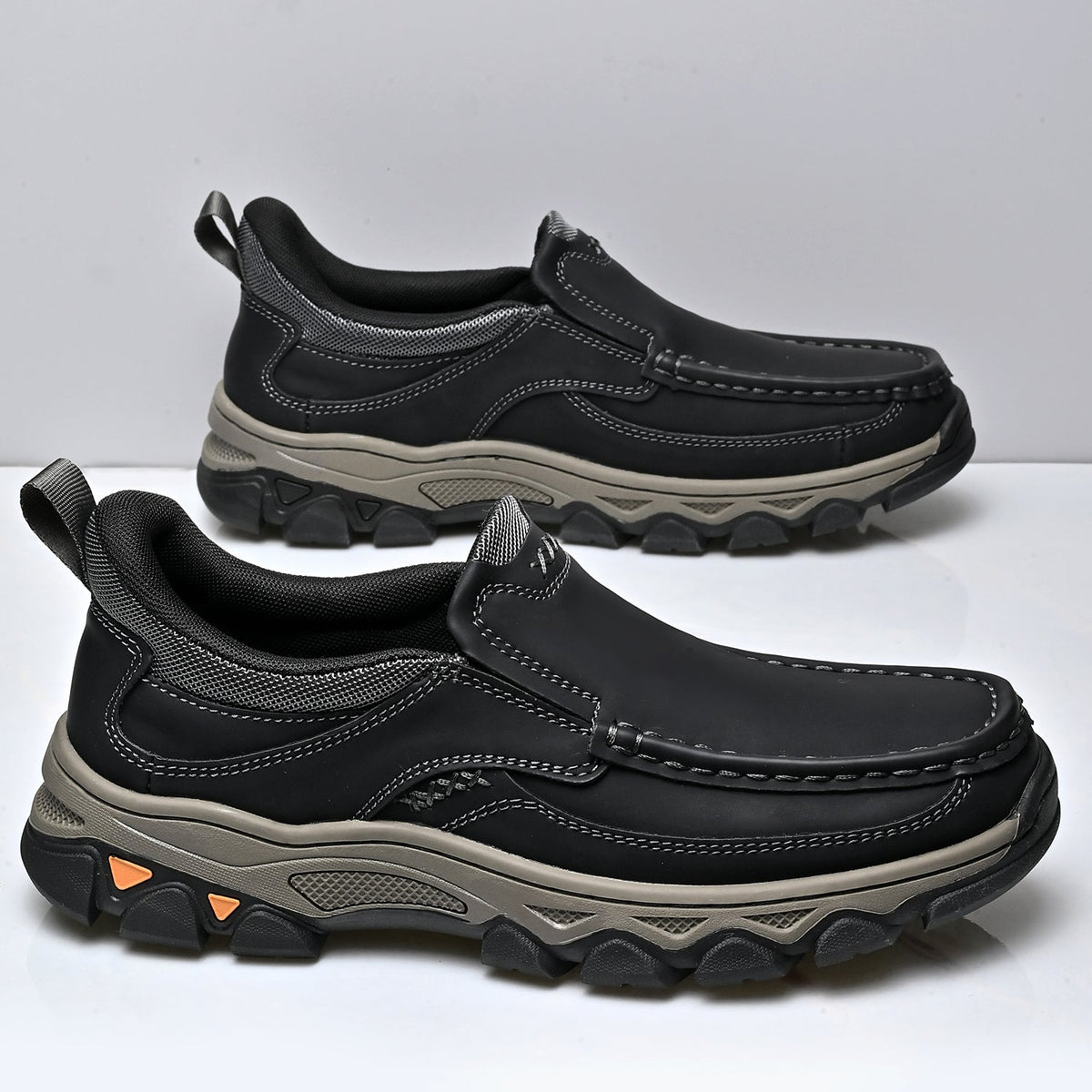 Mark® Mens Slip On Casual Outdoor Leather Walking Hiking Shoes